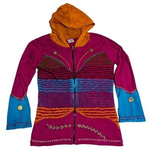 GREATER GOOD NETWORK Women Size S/M Embellished‎ Cotton Full Zip Hoodie